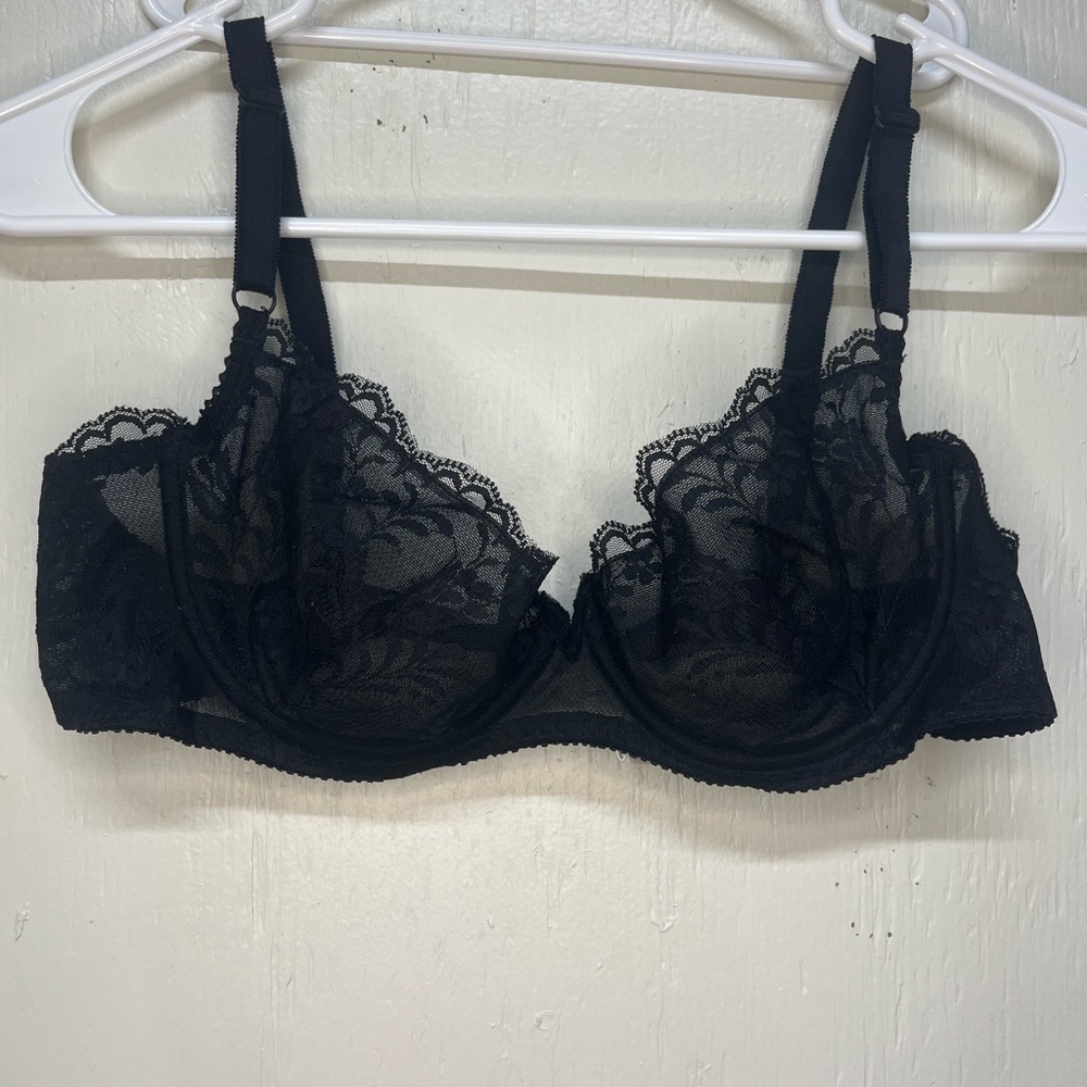 Ingenuine by spirite Elegant Black sheer/Lace Bra/lingerie 34C. Whimsey goth